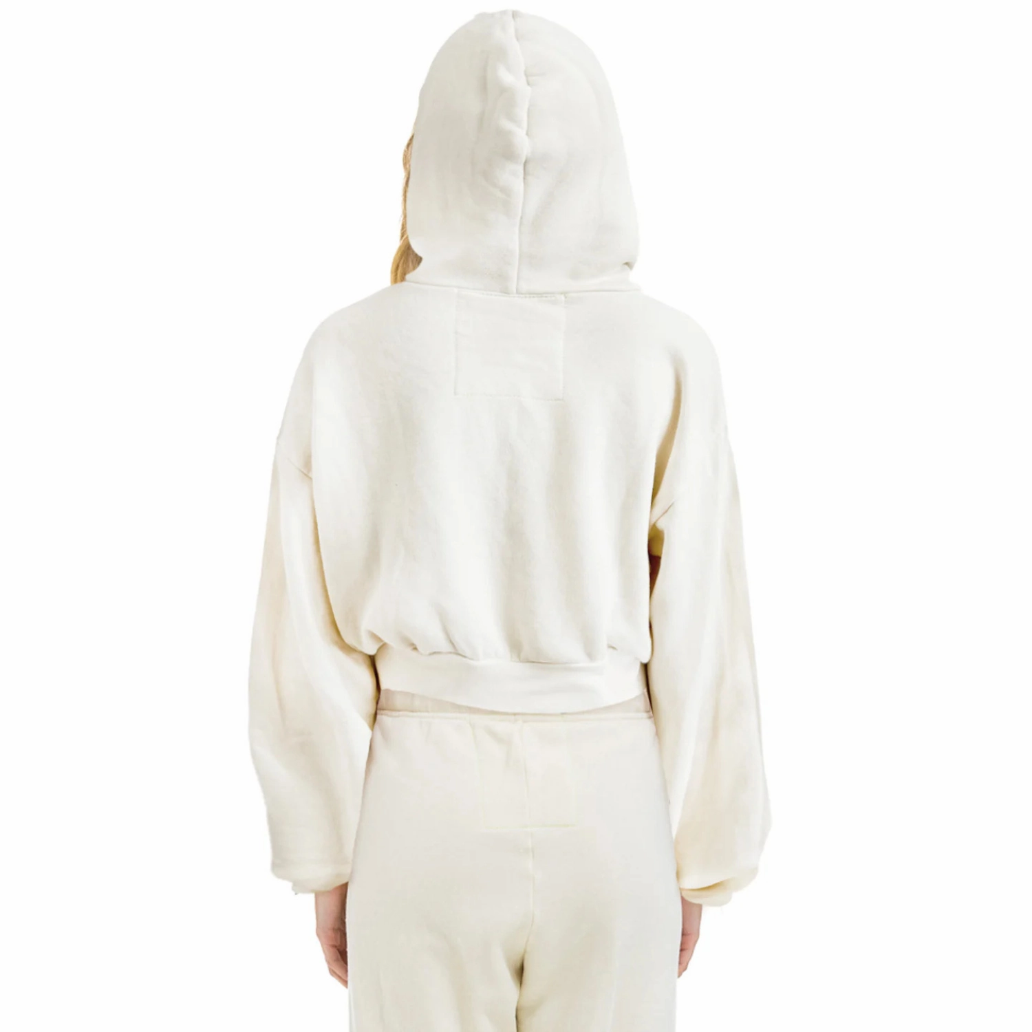 Business Ready Sunset Patch Relaxed Cropped Zip Hoodie (Vintage White)