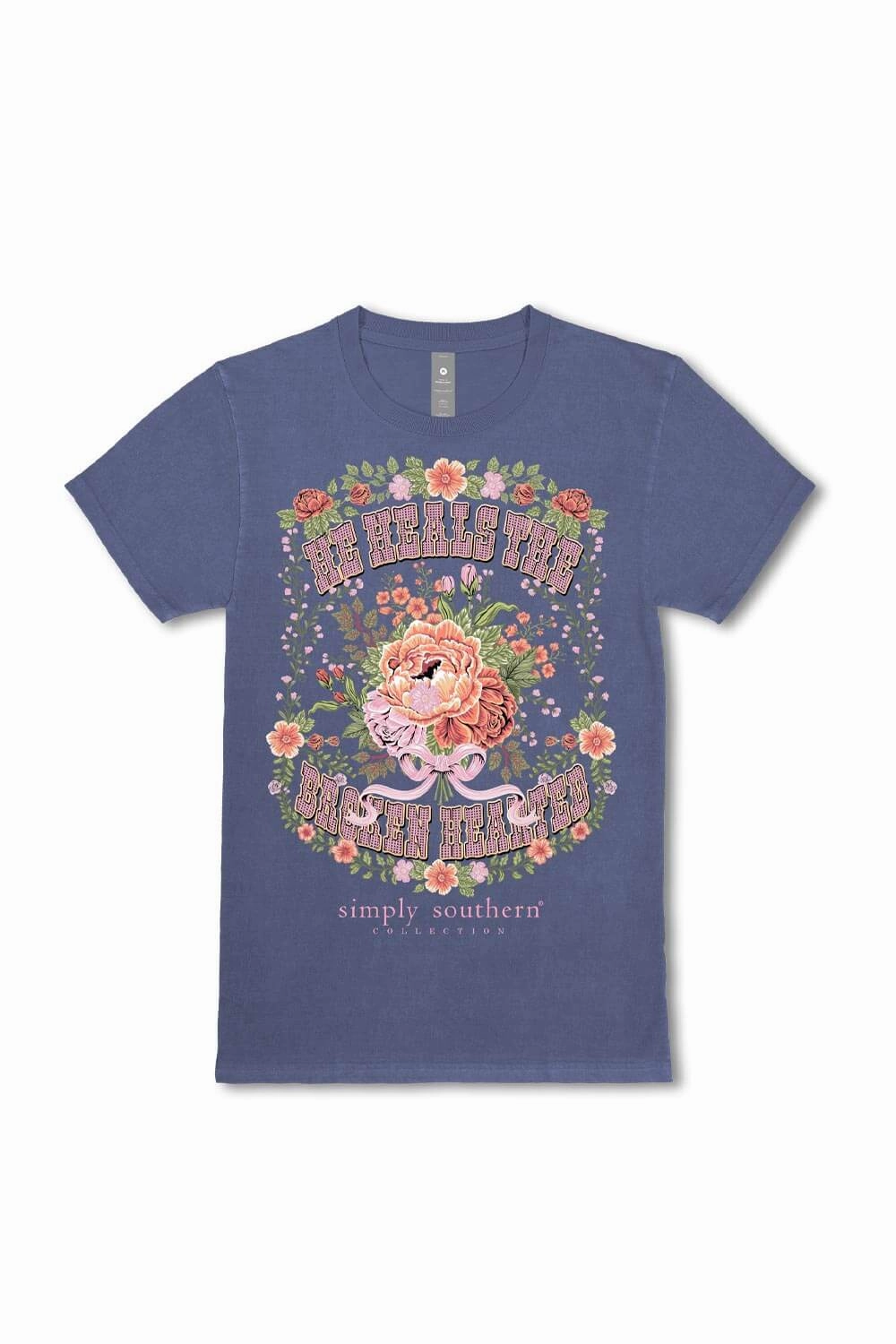 Simply Southern Broken T-Shirt for Women in Washed Navy | SS-BROKEN-WSHNAVY Stretch Design Heat Transfer Printing