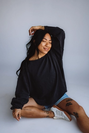 BreathableFabric Bold and Comfortable Free People We The Free Total Eclipse Tee for Women in Black | OB2128723-0010