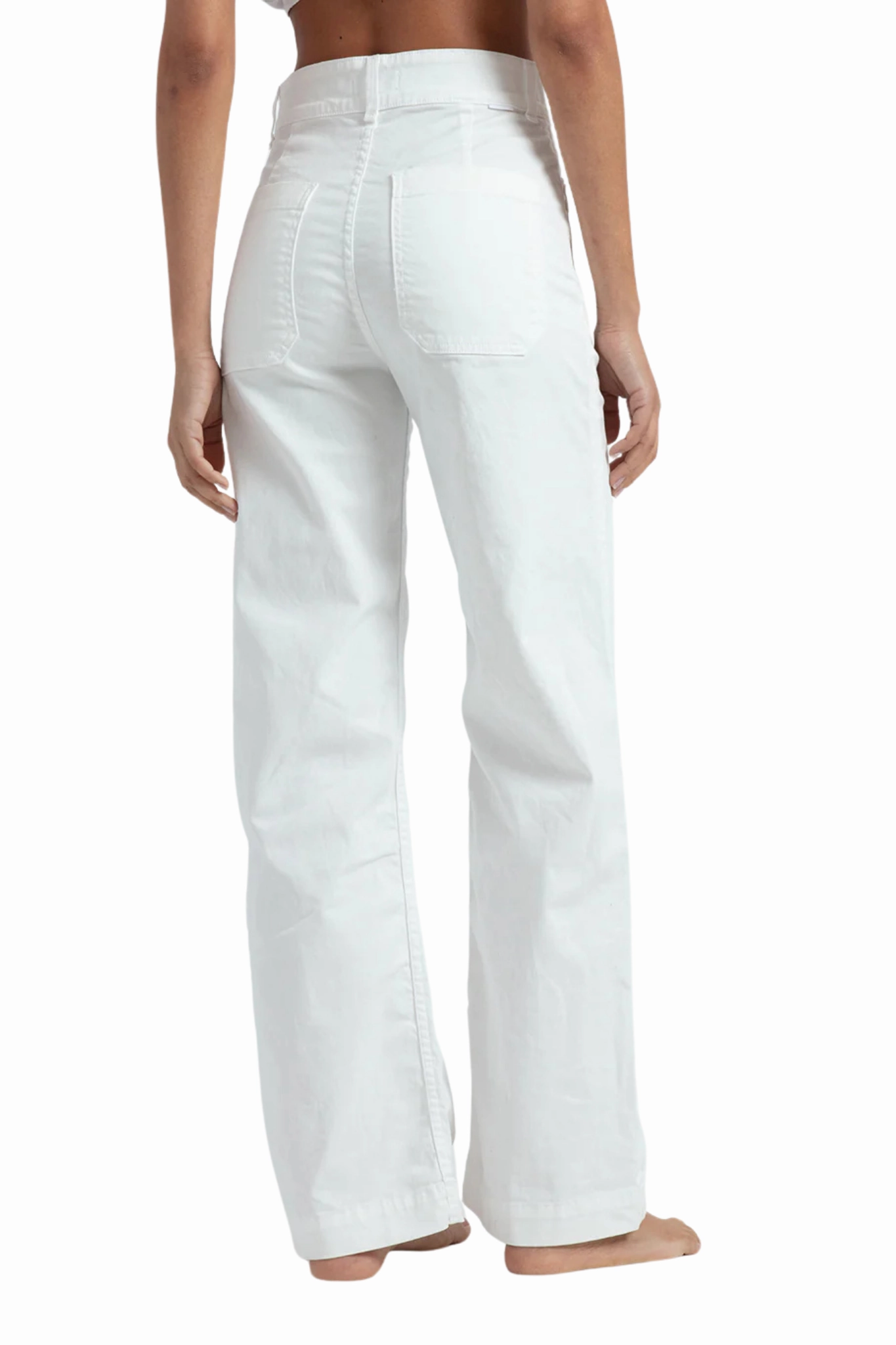 Eco Friendly Dyeing Non Slip Waist Grip Crop Sailor Pant in Ivory