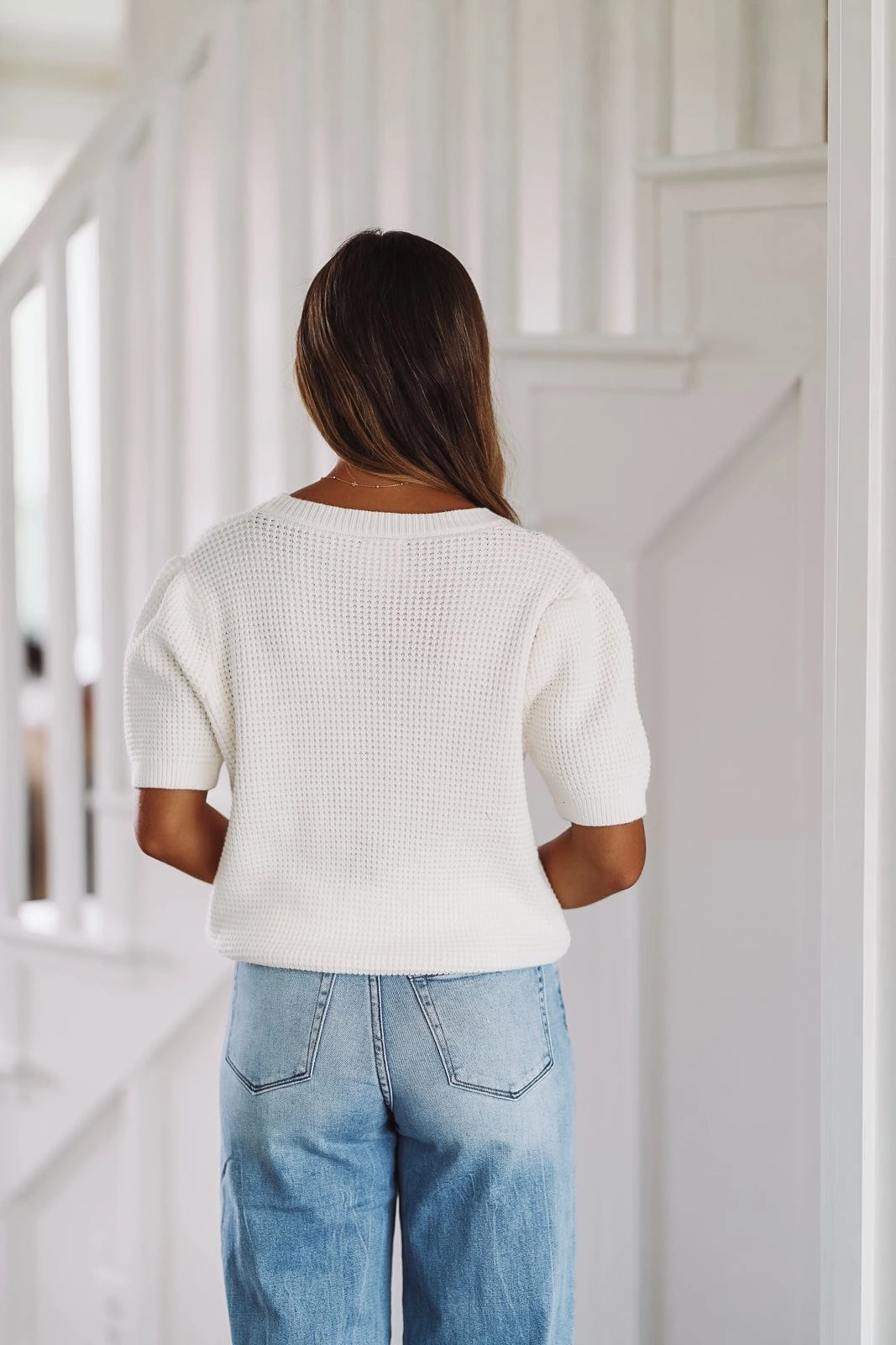 Isn't That Sweet Sweater Top - White NonIrritating Stitching HypoallergenicMaterial