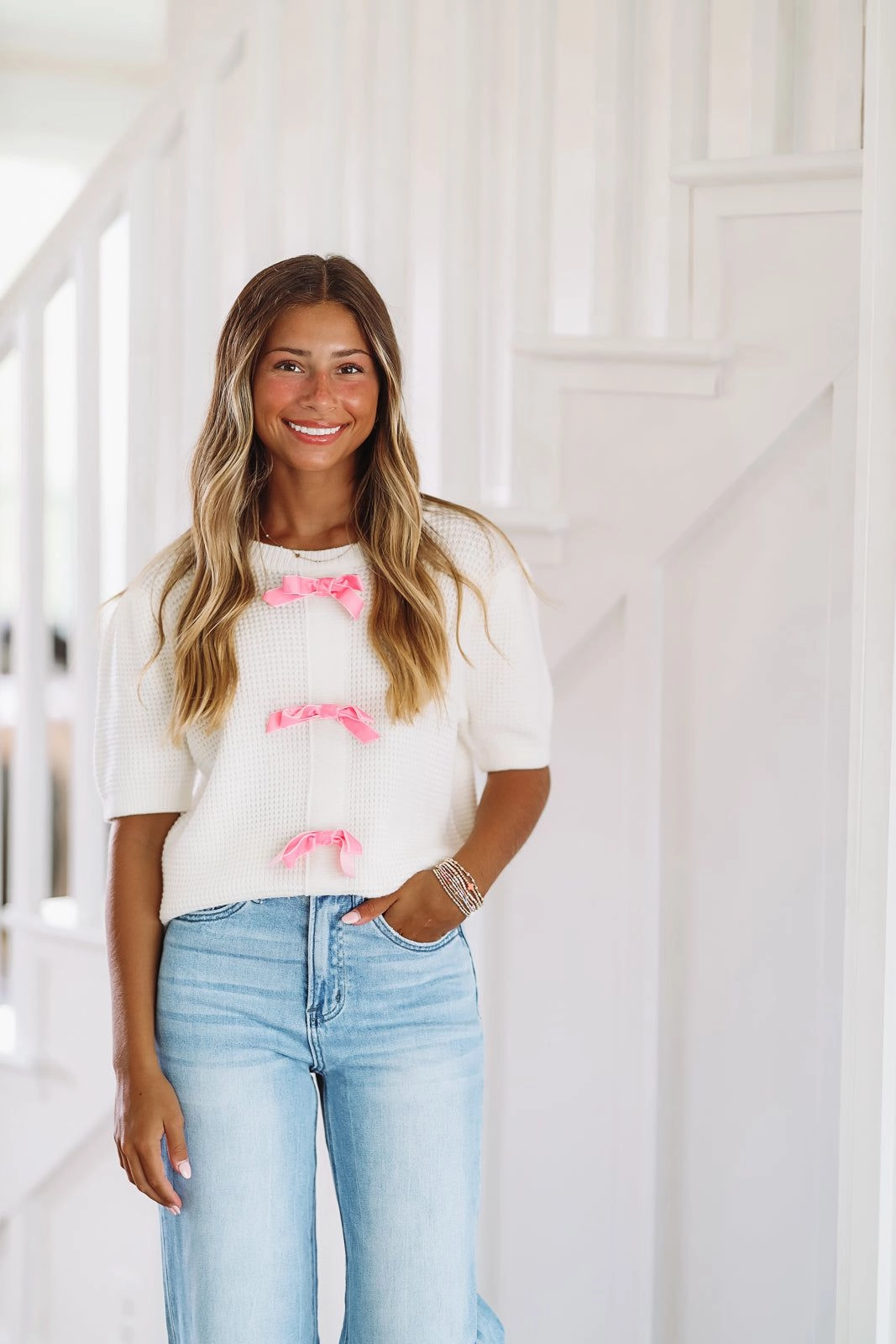 Hidden Storage Pockets FlexibleSole Isn't That Sweet Sweater Top - White