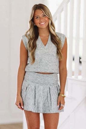 Casual Tee Athletic Wear Cute Allure Knit Vest Top - Grey