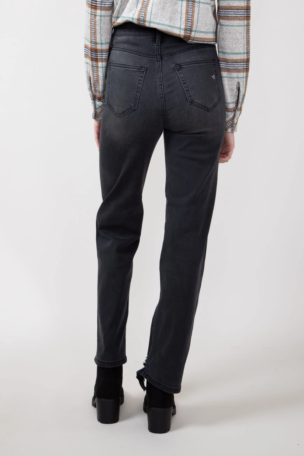 Hidden Destroyed Hem Straight Jeans for Women in Black | HD1399RS-BLK Simple Fashion Regular Look