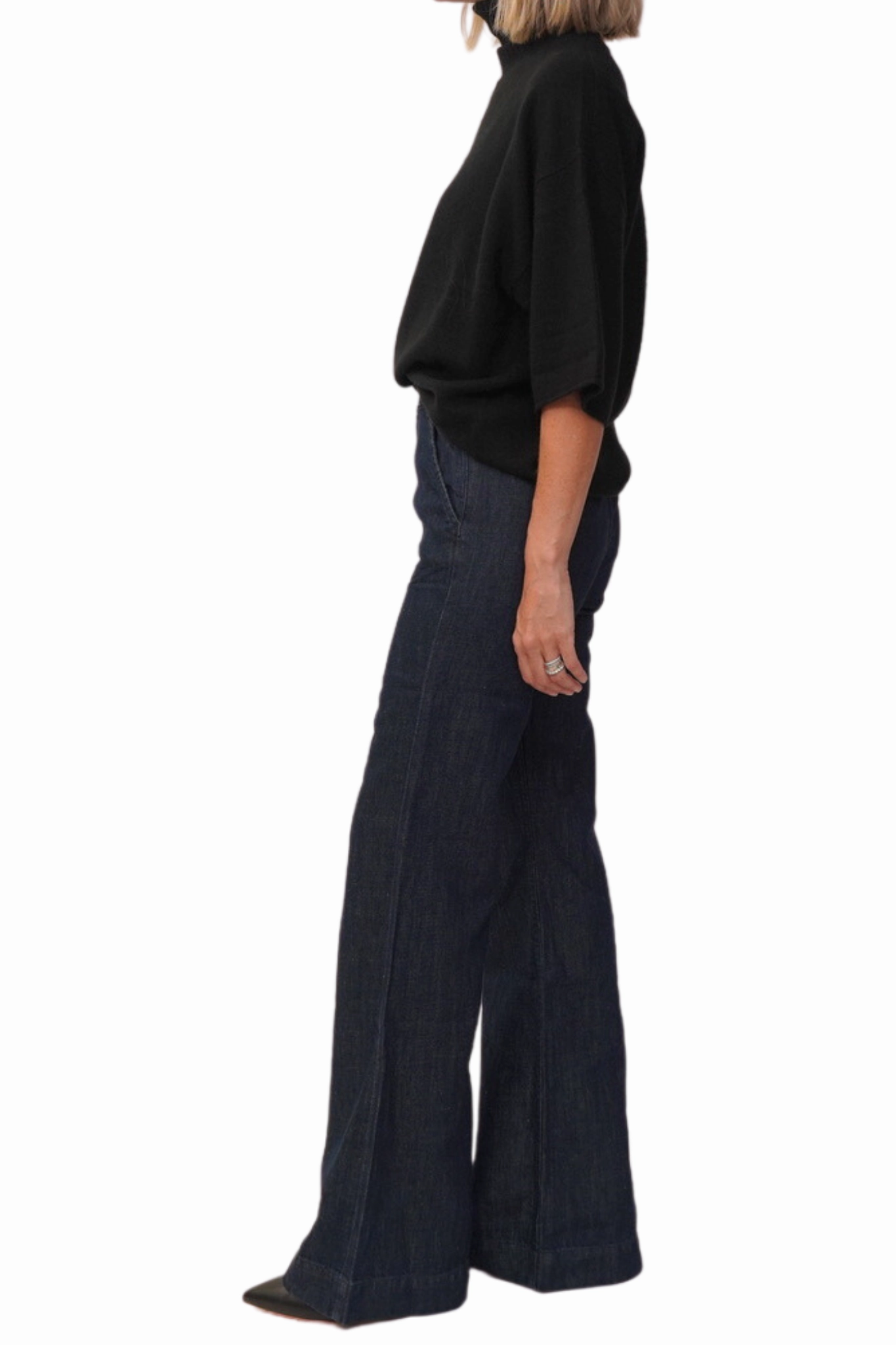 Belt Loop Reinforcement premium design Denim Trouser in Indigo Linen