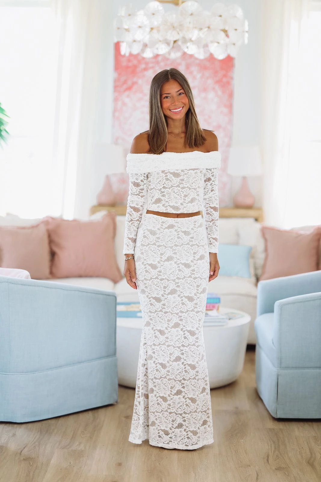 TemperatureRegulating Fabric OdorResistant Fabric Endless East Top and Maxi Skirt Set - Off White