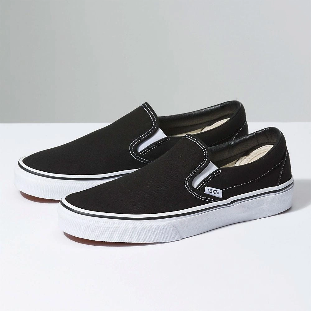 Vans Unisex Classic Slip On Black Canvas Hydration Wicking Low Top Profile