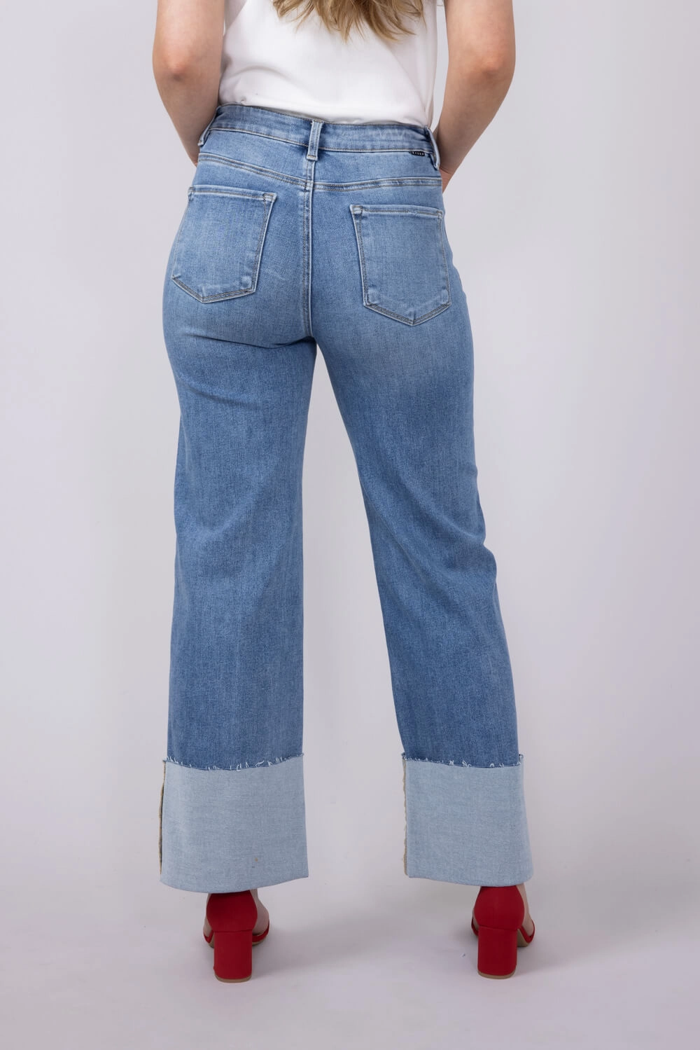 Risen High Rise Cuffed Wide Leg Jeans for Women | RDP5719-MD Fit Ready Home Comfort Teen Outfit