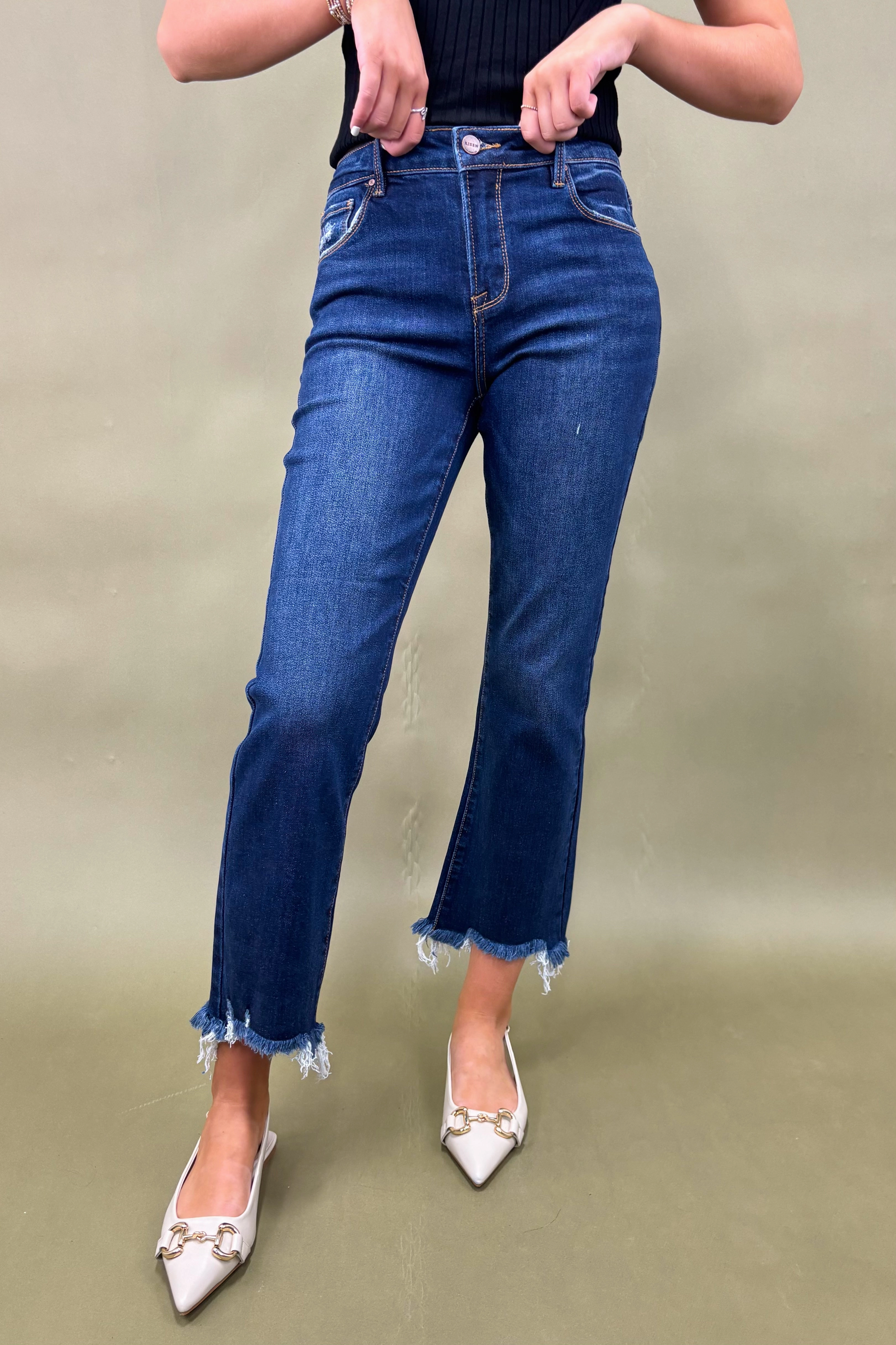 The Madeline Dark High-Rise Jean Flat Lock Stitching