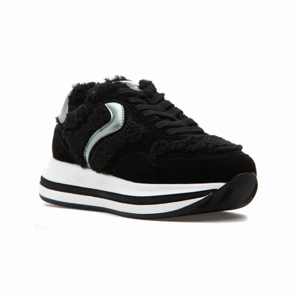 Dynamic Fit System Voile Blanche Women's Melany Fur Black Suede/Black Fur/Pewter