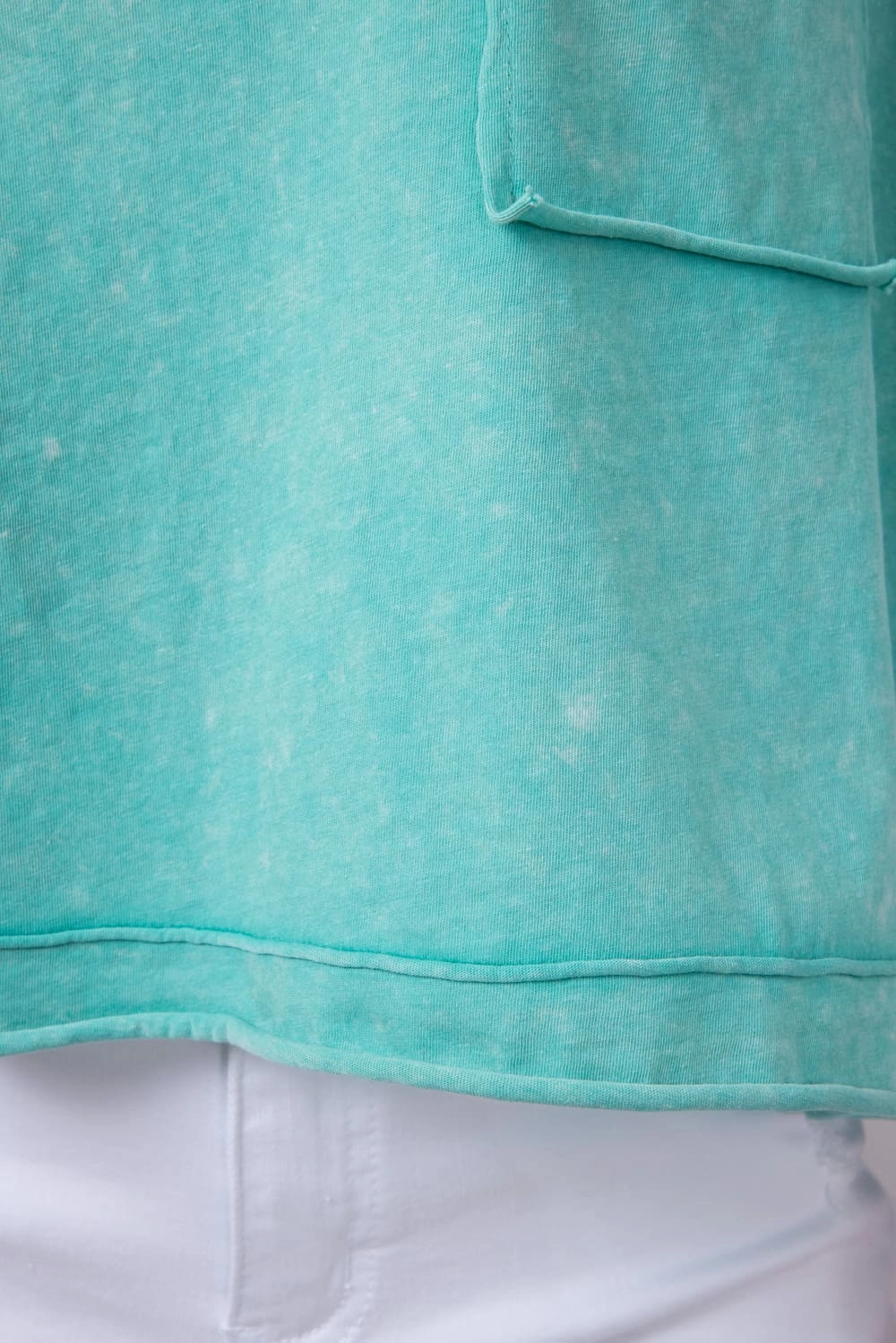 Oversized Cropped Mineral Wash Knit T-Shirt for Women in Paradise Green | NT11429-PARADISEGREEN Biodegradable Options