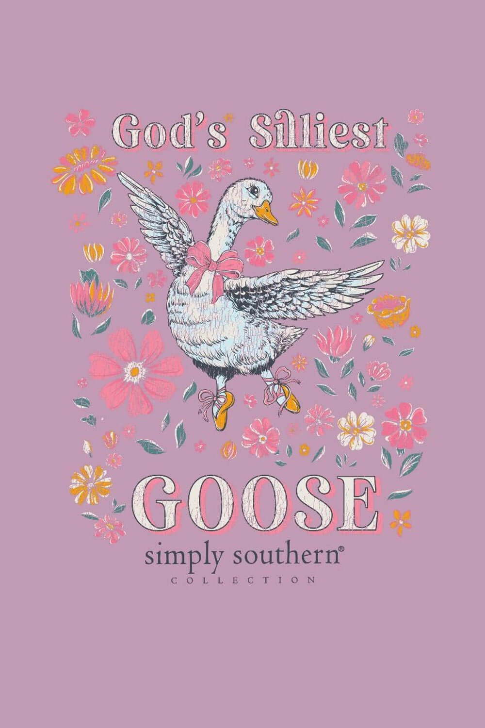 Evergreen Chic Vibes Simply Southern Goose T-Shirt for Women in Purple | SS-GOOSE-WSTERIA