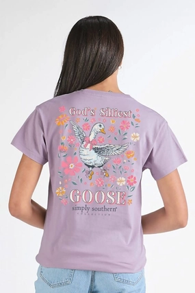 Active Trend hypoallergenic material Simply Southern Goose T-Shirt for Women in Purple | SS-GOOSE-WSTERIA
