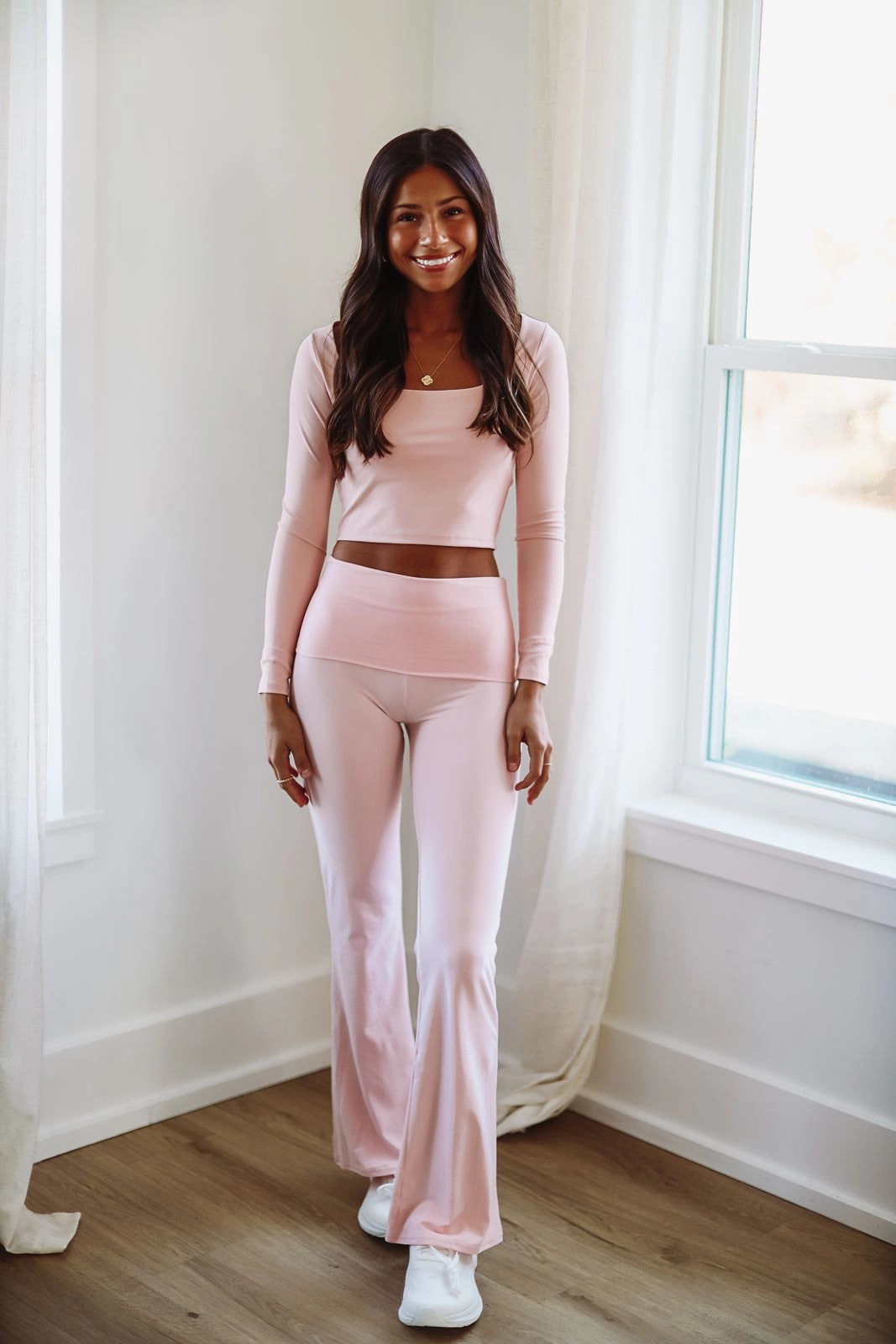 Overlock Edging Always Active Crop Top - Light Pink