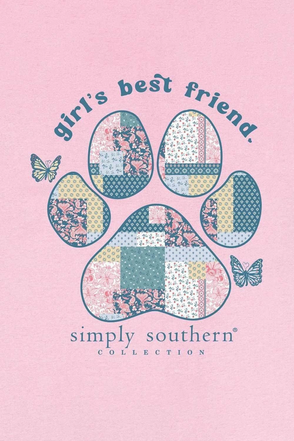 Geometric Print Simply Southern Best Friend T-Shirt for Women in Pink | SS-BF-FNCYCNDY