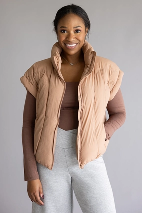 MoistureWicking Technology Layer Piece Ergonomic Design Simply Southern Lottie Puffer Vest for Women in Umber Brown | PP-0225-VEST-LOTTIE-UMBER