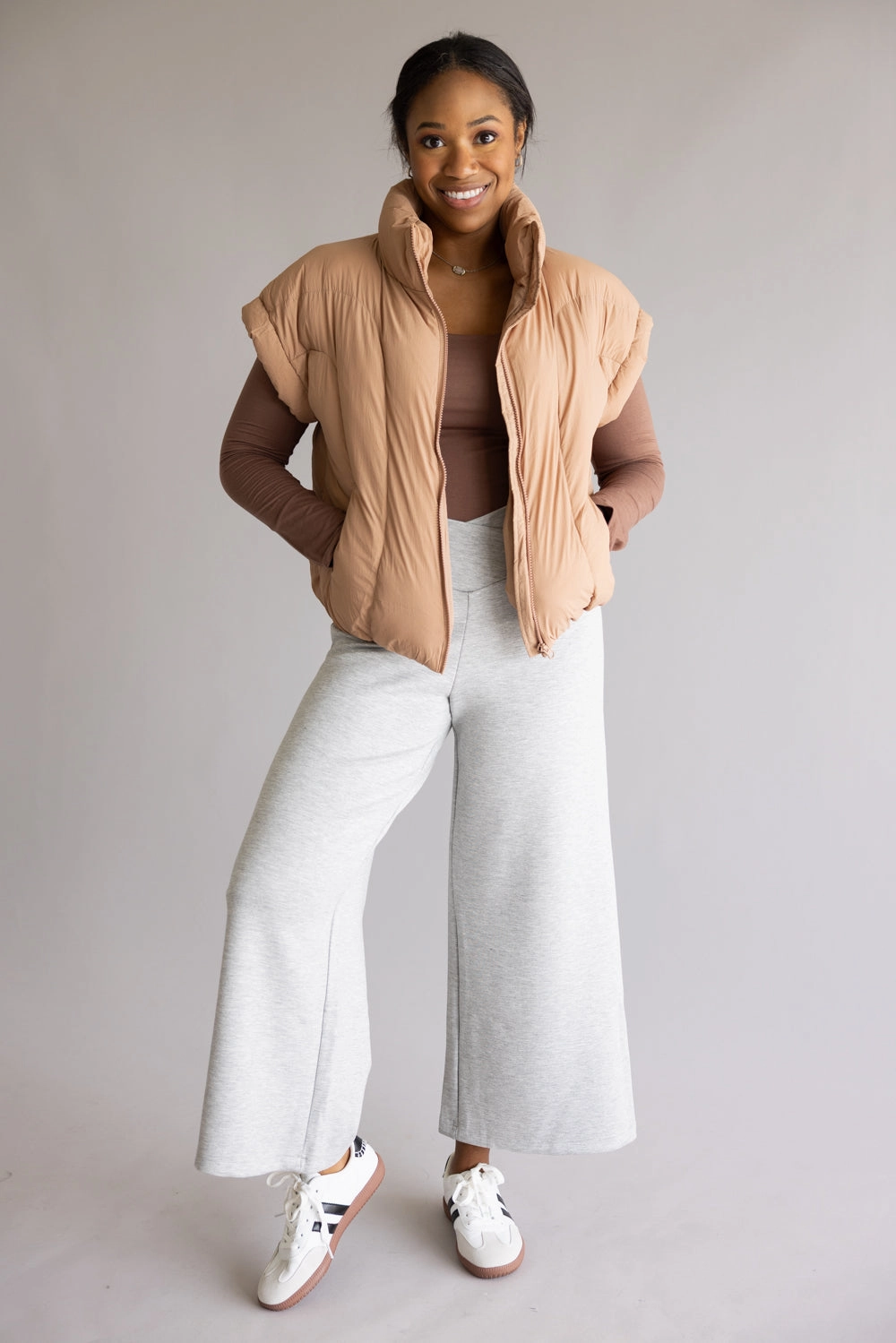 Ergonomic Design Simply Southern Lottie Puffer Vest for Women in Umber Brown | PP-0225-VEST-LOTTIE-UMBER Street Comfort Anti Pill Technology