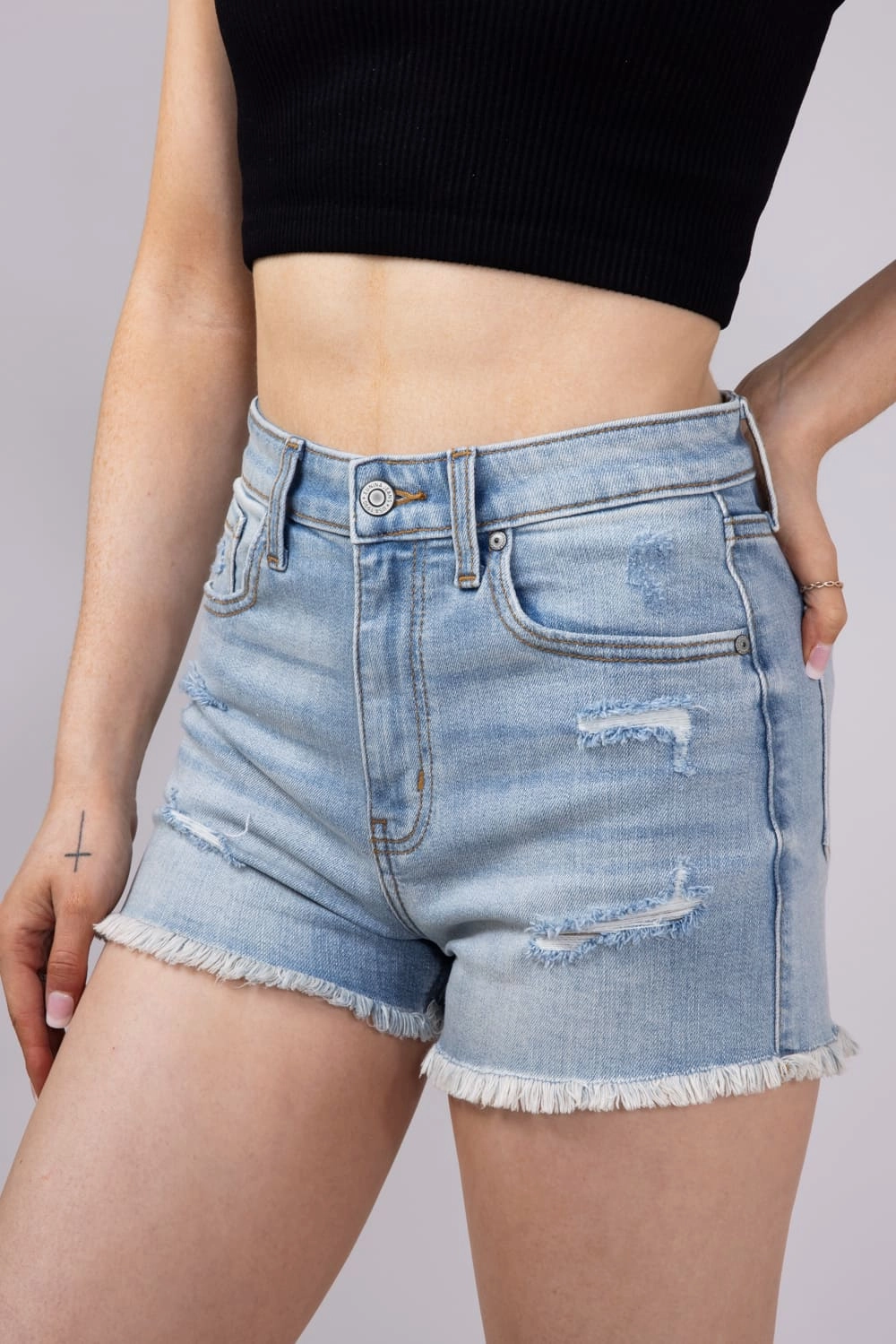 Eunina Lulu Super High Rise Cut Off Denim Shorts for Women | E38061FAV beach volleyball gear