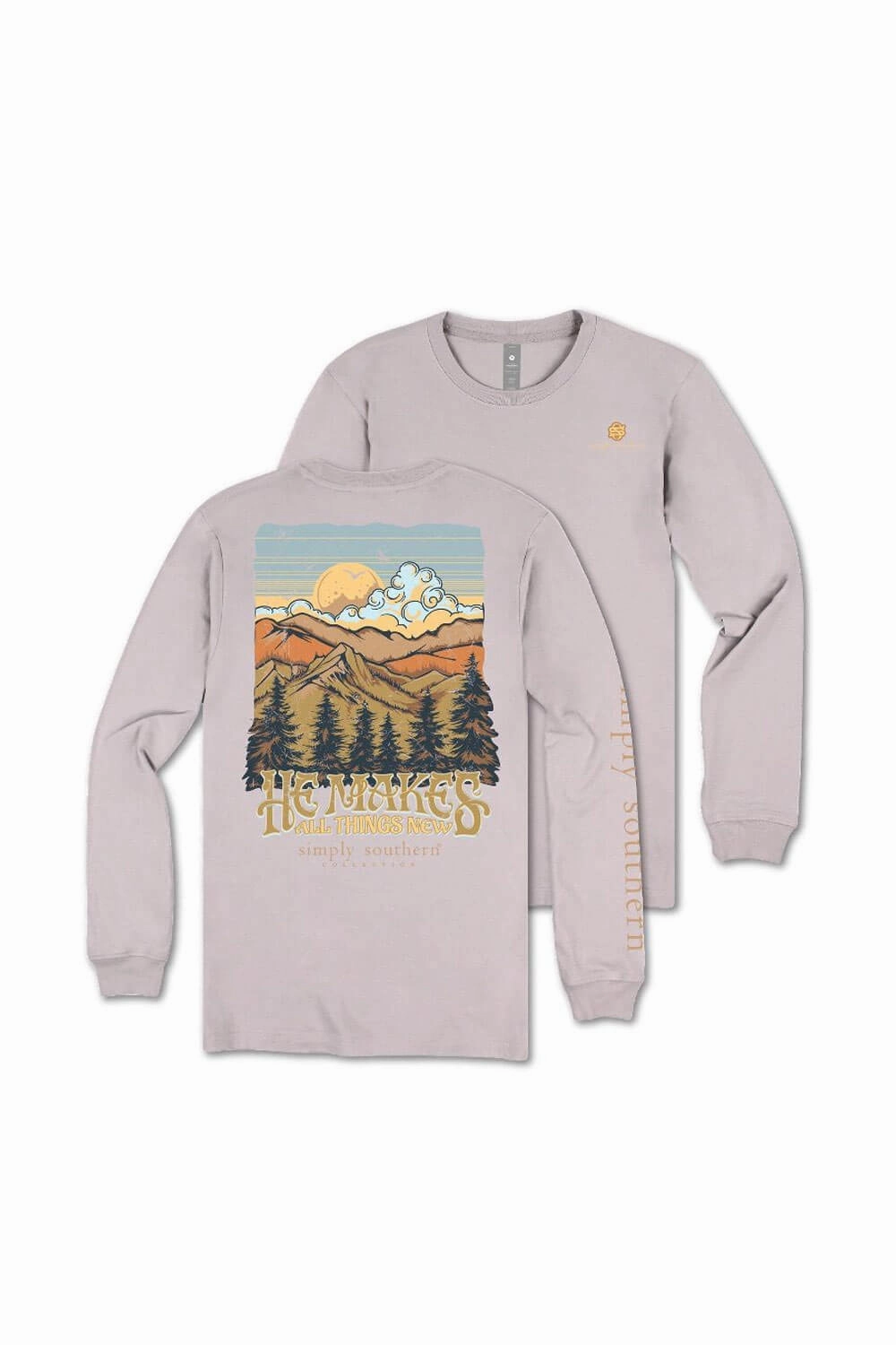 Slim Silhouette Simply Southern Things New Long Sleeve T-Shirt for Women in Driftwood Grey | LS-NEW-DRFTWD