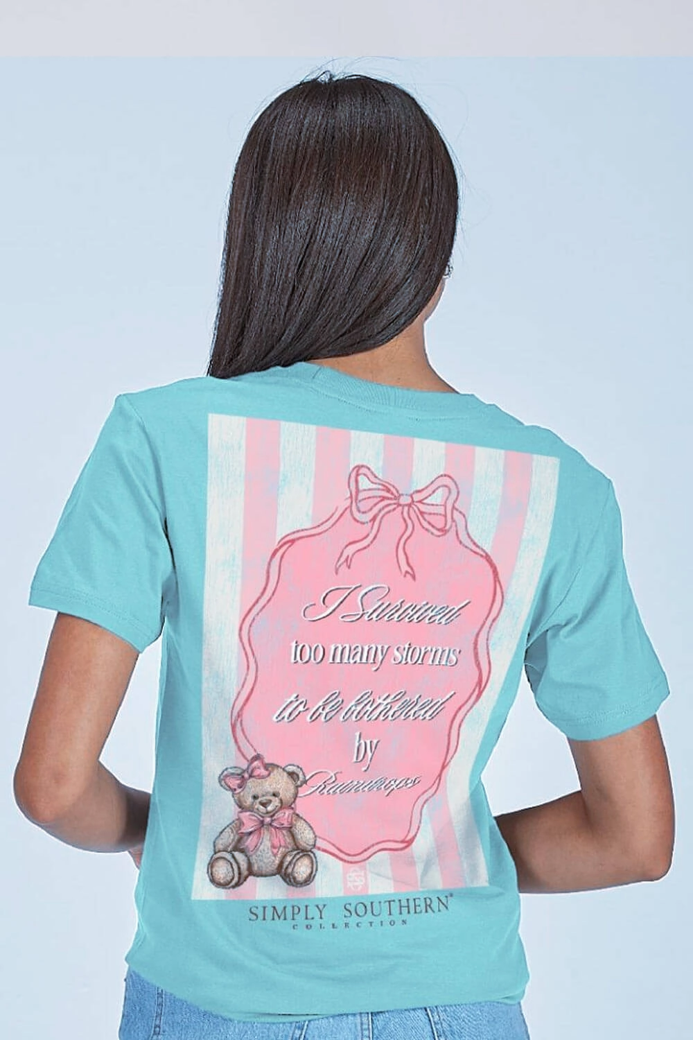 Simply Southern I Survived Storms T-Shirt for Women in Washed Blue | SS-STORM-WSHAQUA Versatile Top