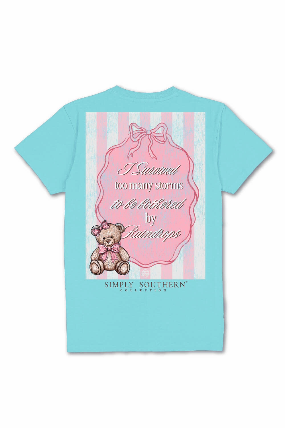 Simply Southern I Survived Storms T-Shirt for Women in Washed Blue | SS-STORM-WSHAQUA Vegan Fresh Outfit