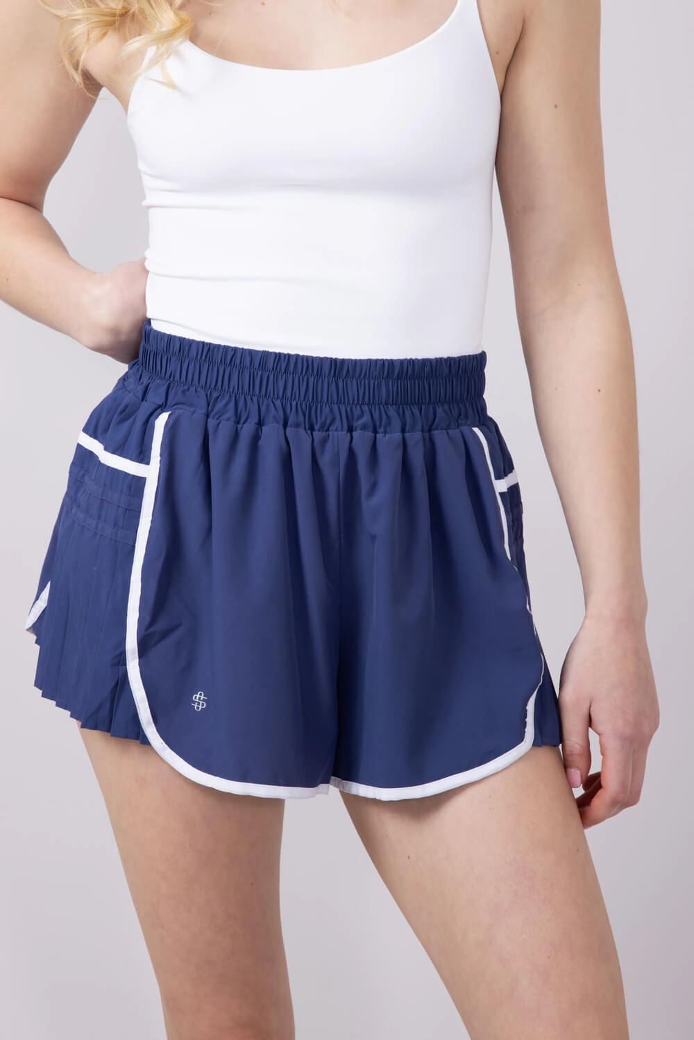 Simply Southern Side Pleated Shorts for Women in Cobalt Blue | PP-0125-SHORT-PLT-COBLT Chafe Free Edging