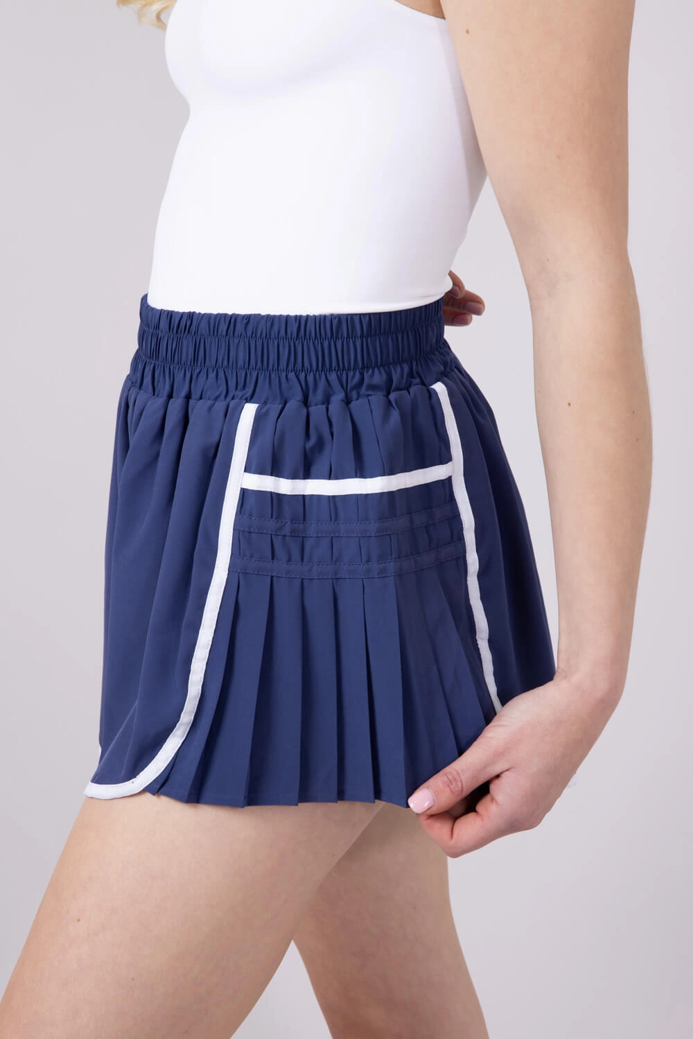 Home Wear Simply Southern Side Pleated Shorts for Women in Cobalt Blue | PP-0125-SHORT-PLT-COBLT