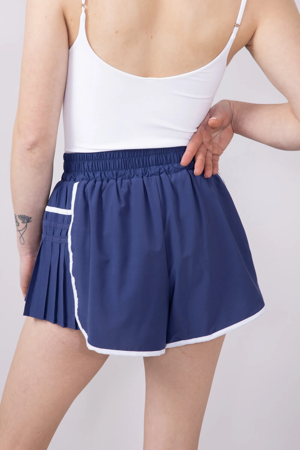 campers Simply Southern Side Pleated Shorts for Women in Cobalt Blue | PP-0125-SHORT-PLT-COBLT