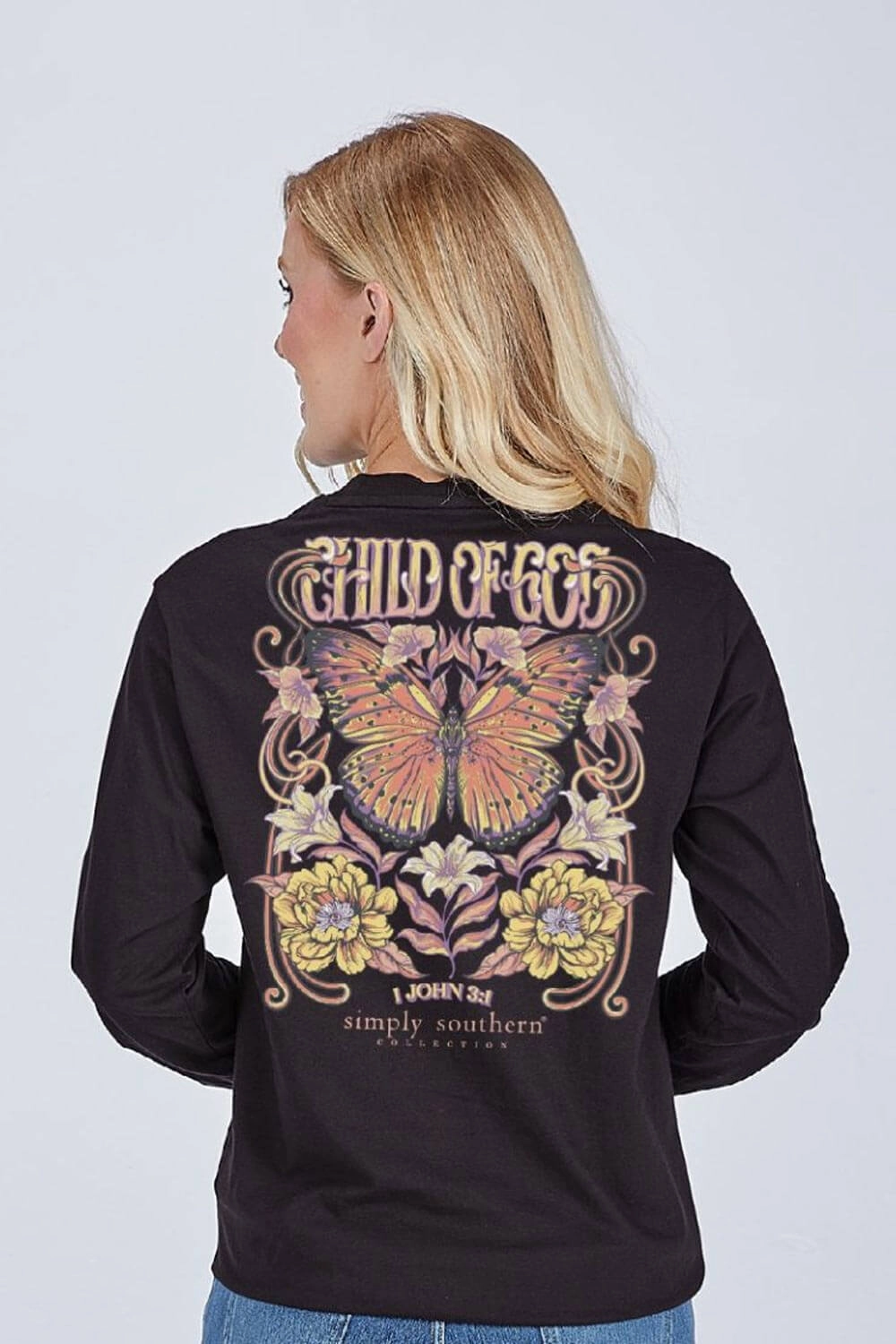 Simply Southern Child Of God Long Sleeve T-Shirt for Women in Black | LS-CHILD-BLK Minimal Fit