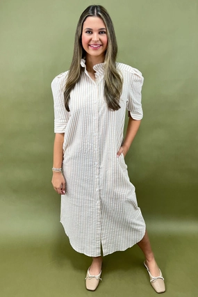 Standout Feature Sandy Stroll Striped Midi Dress