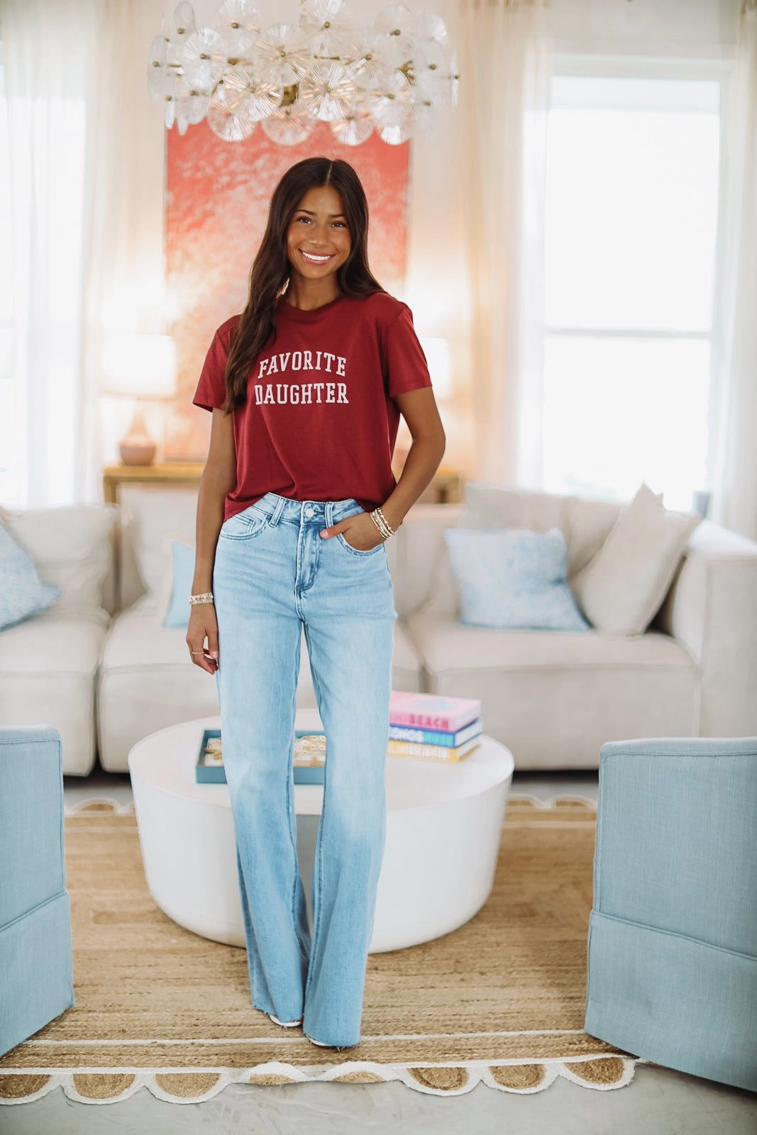 Favorite Daughter Cropped Collegiate Tee - Sangria Nights LayeredCuff