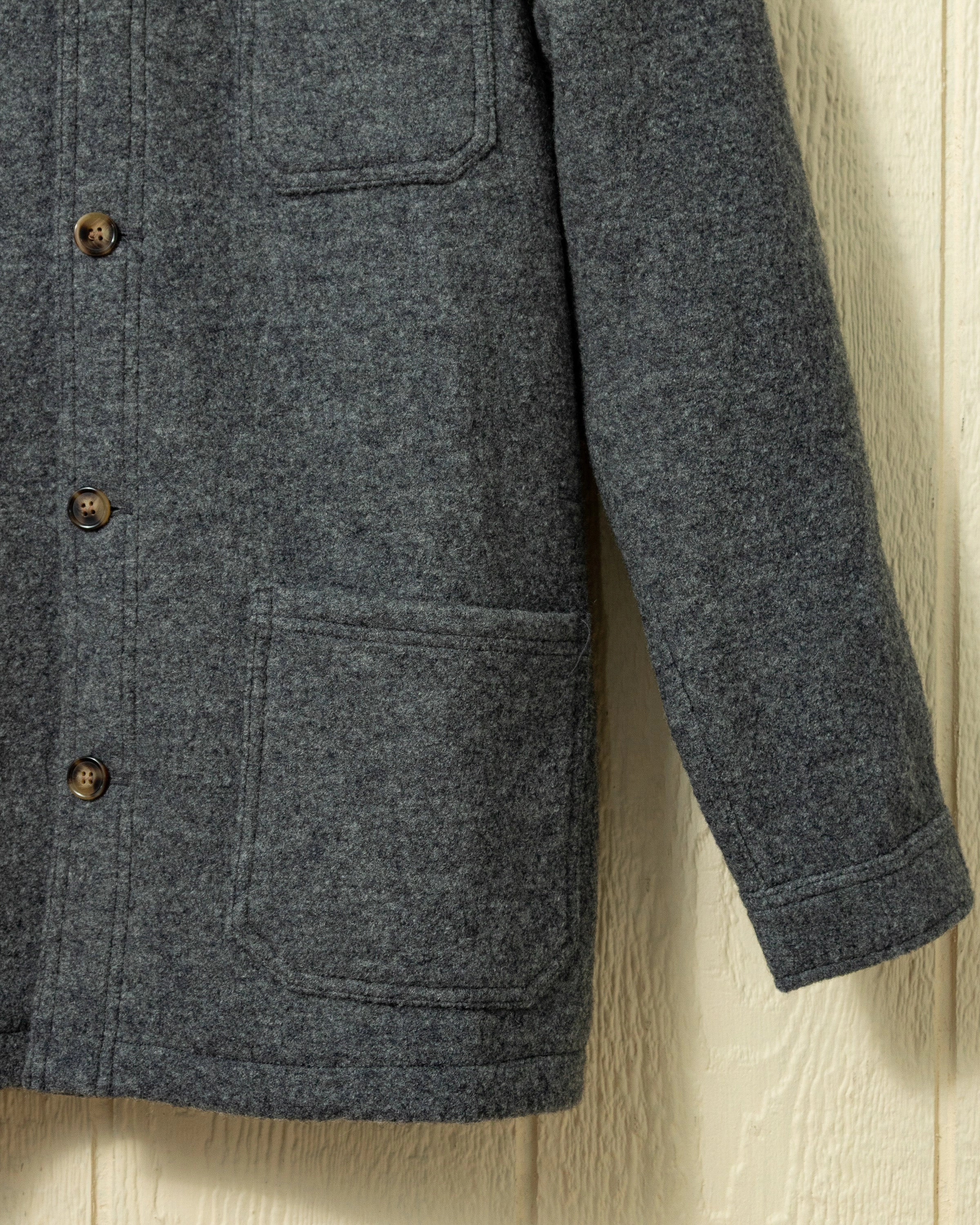 Shrink Resistant Treatment Felted Wool French Workman's Jacket in Charcoal