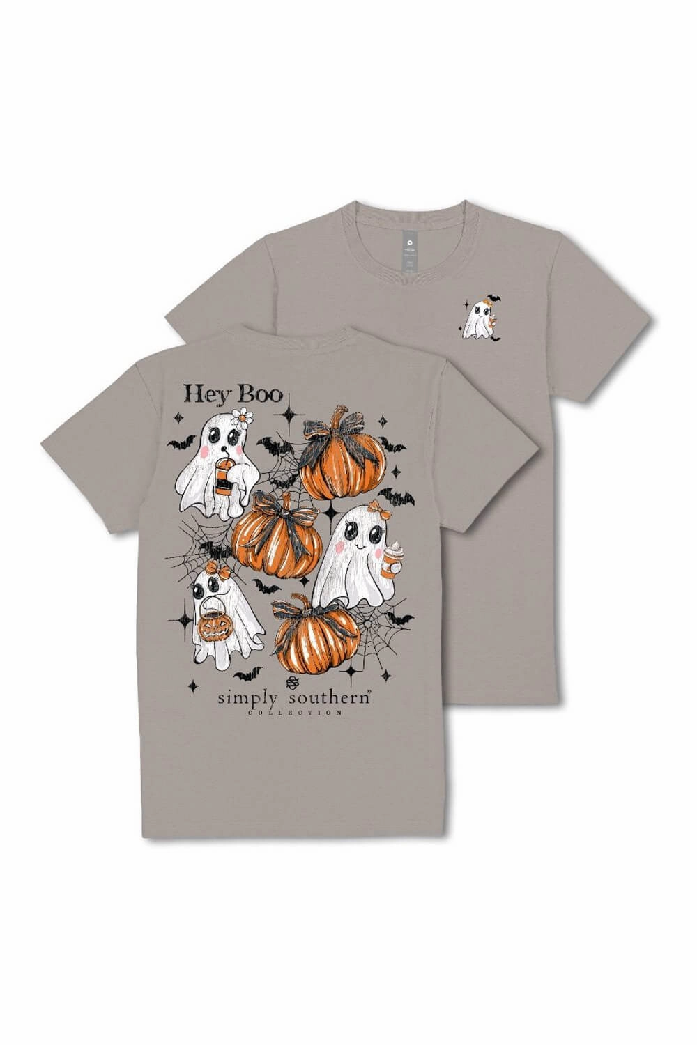 Versatile Outfit Simply Southern Hey Boo T-Shirt for Women in Grey | SS-BOO-WSHSHDW