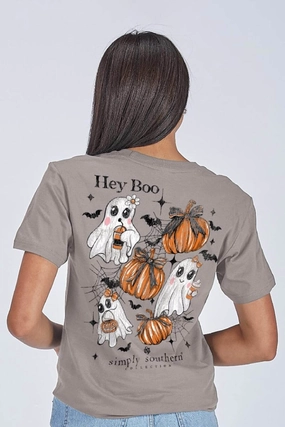 Simply Southern Hey Boo T-Shirt for Women in Grey | SS-BOO-WSHSHDW Casual and Soft