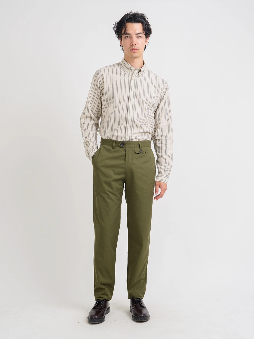 Back pockets Stain Resistant Weave Fishtail Trousers Ashdown Green
