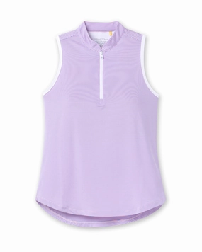 Georgia Stripe Sleeveless Polo - Hydrangea Chill Layering