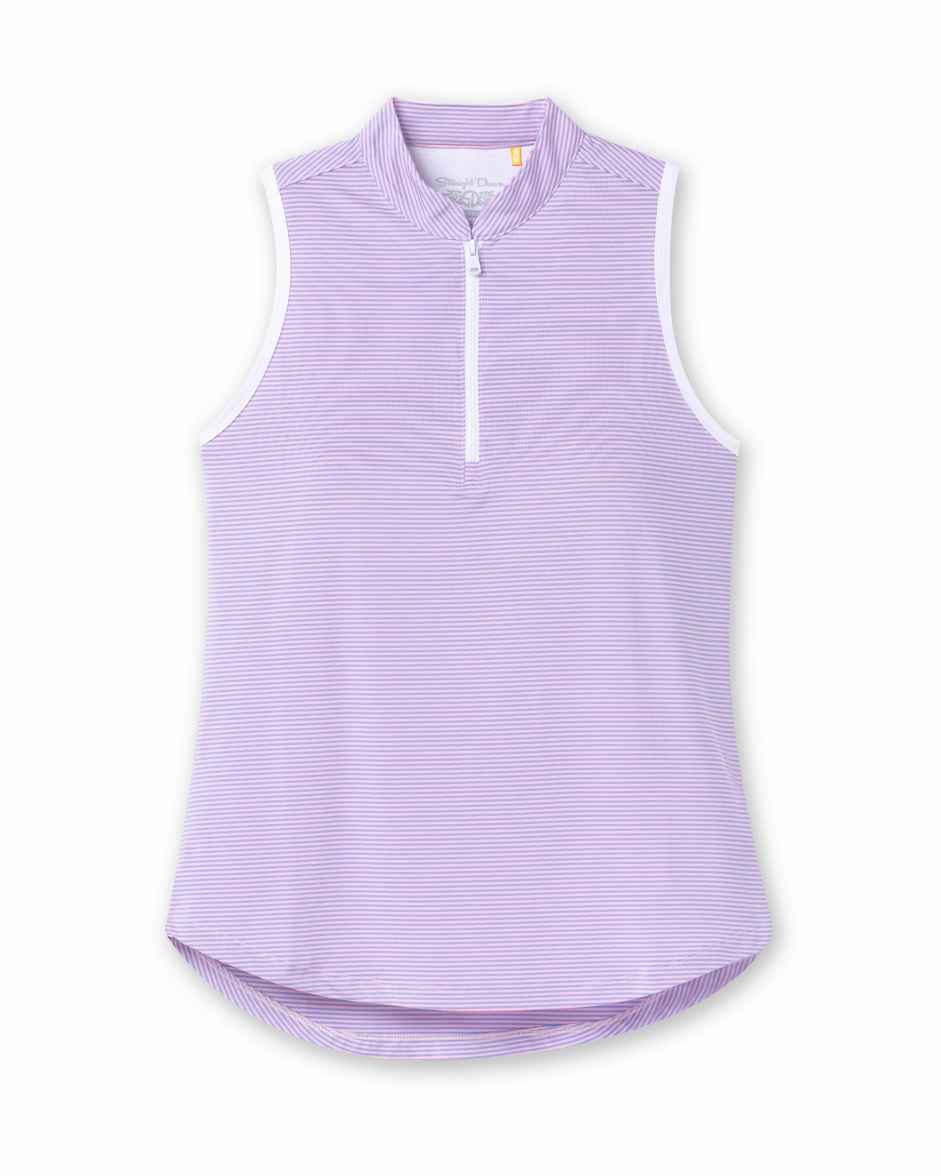 Georgia Stripe Sleeveless Polo - Hydrangea Ribbed Cuff Design AntiBacterial Coating