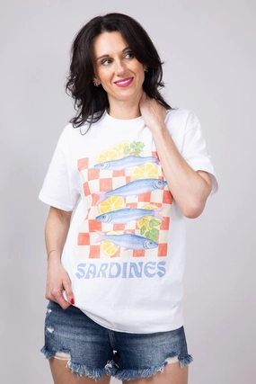 Versatile Comfort Wear Sardines Lemon Oversized T-Shirt for Women in White | 32916X-OTS-WHITE