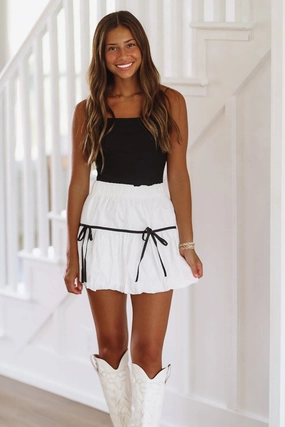 It's a New Day Skirt - White and Black Weekend Ready Double Layered Design