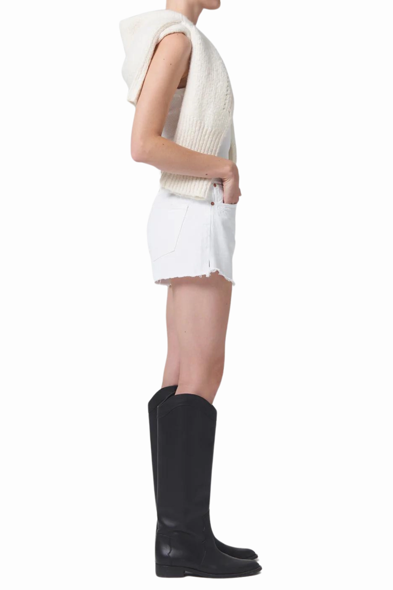 Marlow Vintage Shorts in Polish Sweat Wicking Channels Layered Hem Detail