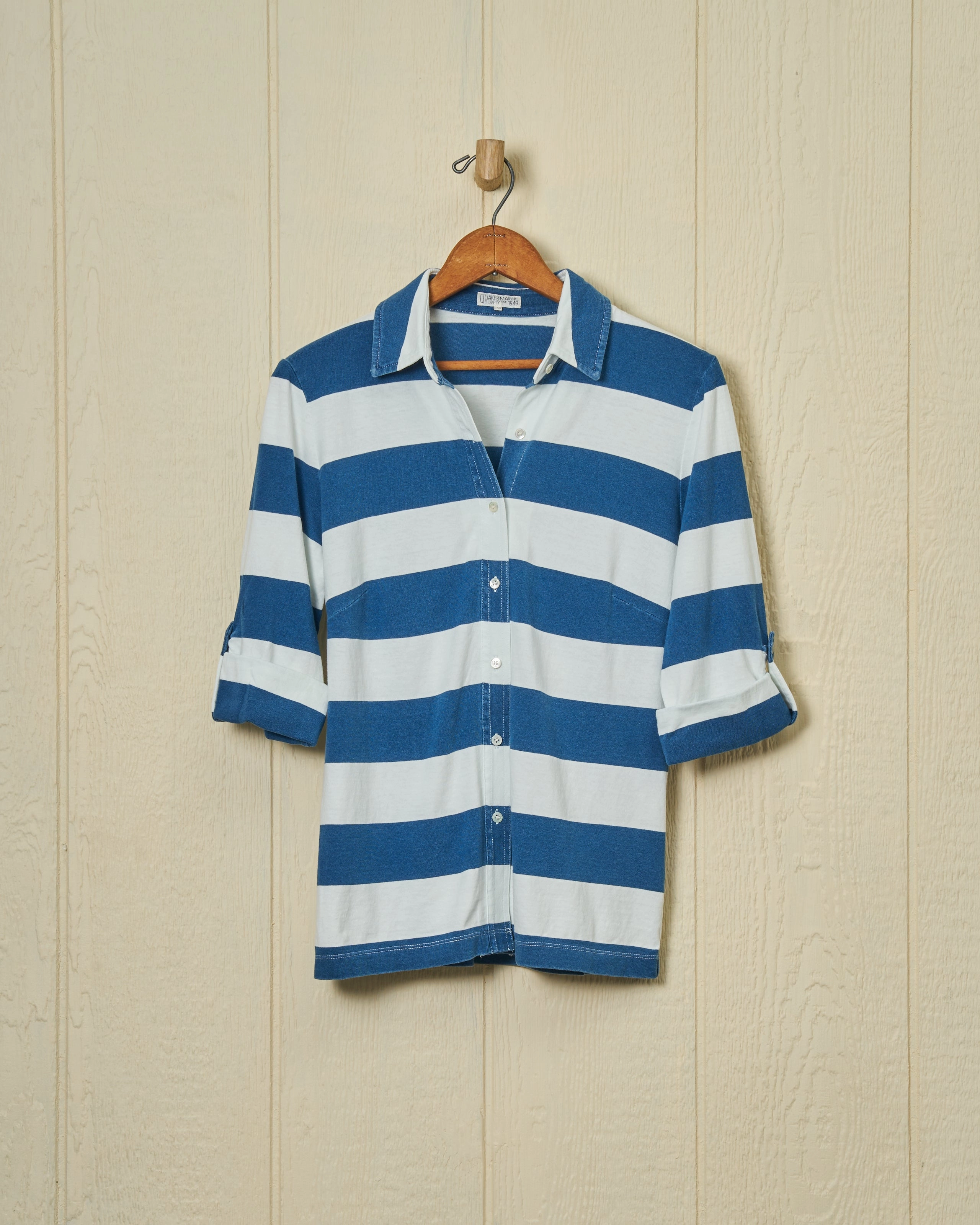 Tear Resistant Avalon Indigo Knit Top in Blue/White Rugby Stripe