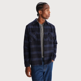 Whiting Overshirt Skate Check (Navy   Blue) Noise Reducing Fabric