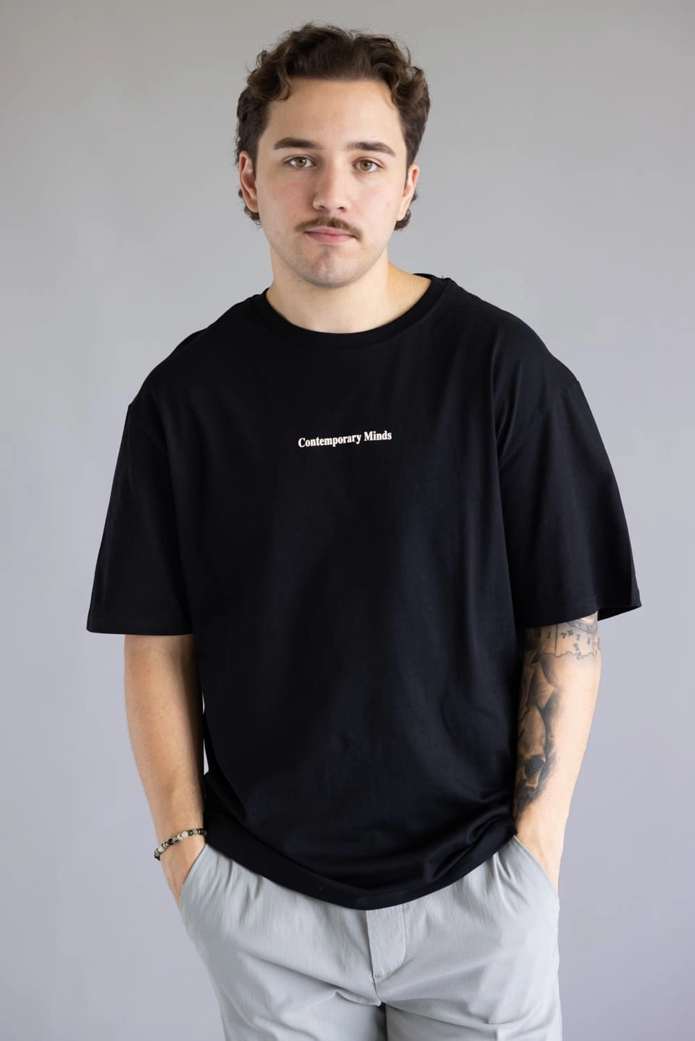 Flower Photo T-Shirt for Men in Black | CKTS-C484 Low Environmental Impact Elastic waist