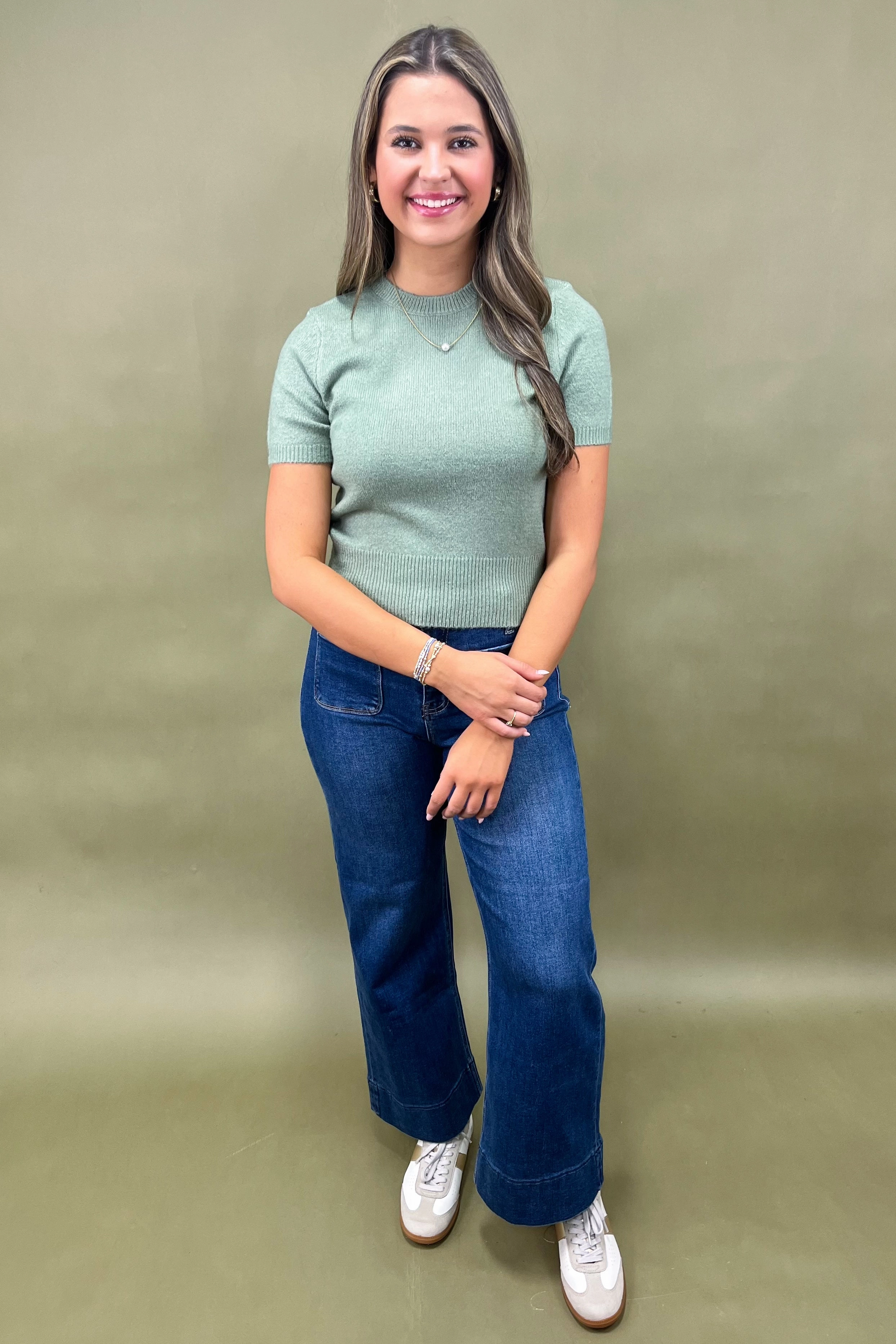 The Cozy Sage Sweater Contoured Side Panels