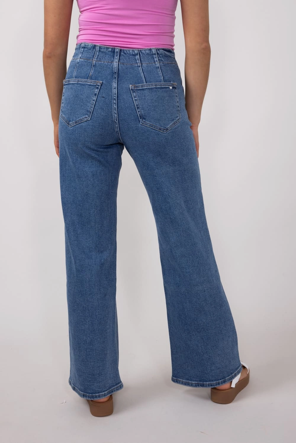 Common Wear Mica High Rise Wide Leg Jeans for Women in Medium Wash | MDP-W506M