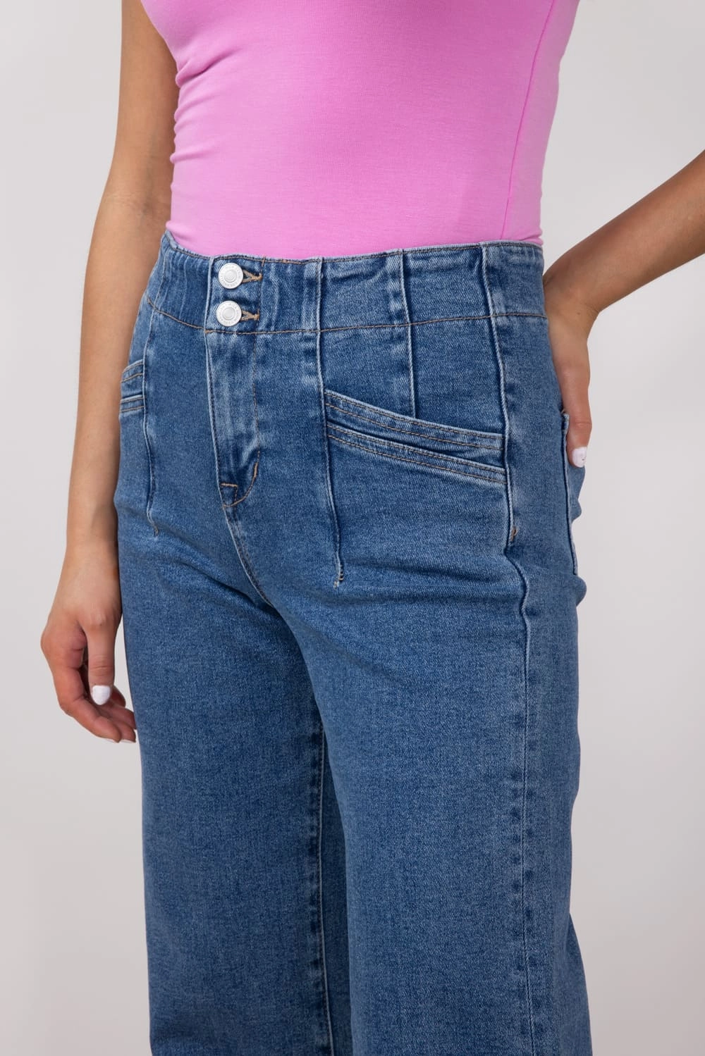 Mica High Rise Wide Leg Jeans for Women in Medium Wash | MDP-W506M Easy Pair Versatile Wear