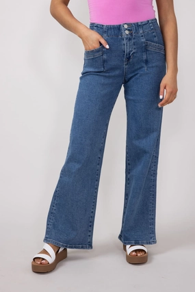 Mica High Rise Wide Leg Jeans for Women in Medium Wash | MDP-W506M High Rise