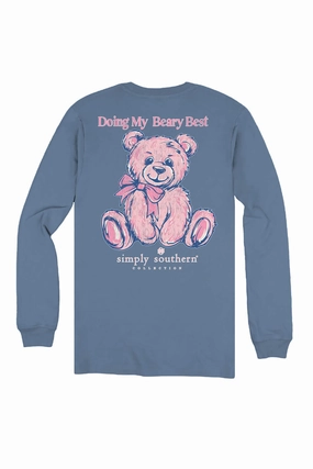 Simply Southern Plus Size Doing My Best Long Sleeve T-Shirt for Women in Blue | EXT-LS-TEDDYBEST-ICELAND Sporty Design Versatile Fit