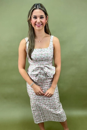 Bows & Blossoms Floral Midi Dress Bright Appeal Contemporary Vibe