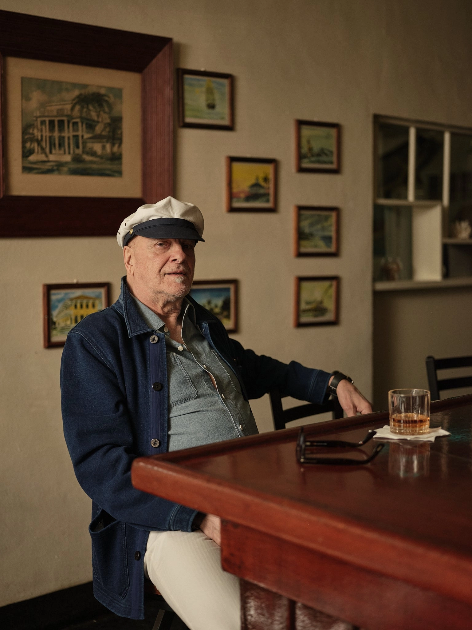 French Workman??s Jacket in Dark Wash Indigo Loopback Terry Flexible Shoulder Panels Slip Resistant Grip